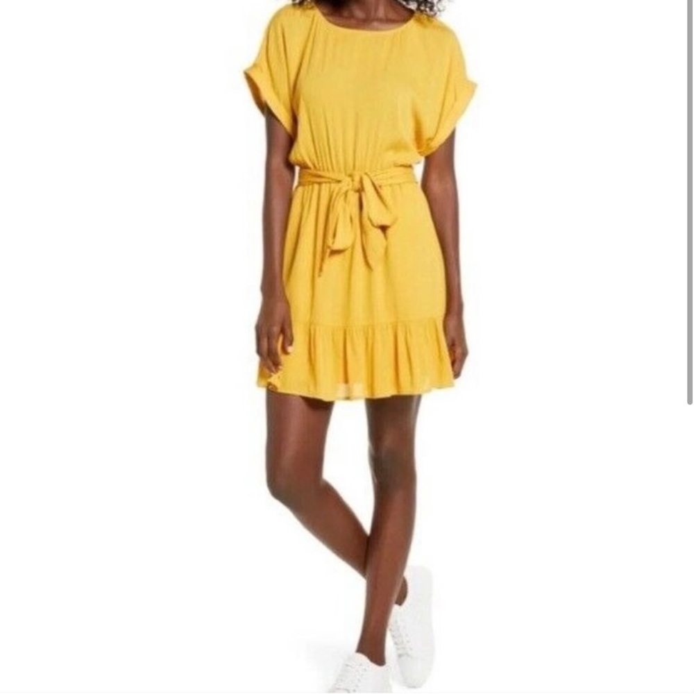 NWT BB Dakota by Steve Madden yellow mini dress with tie waist